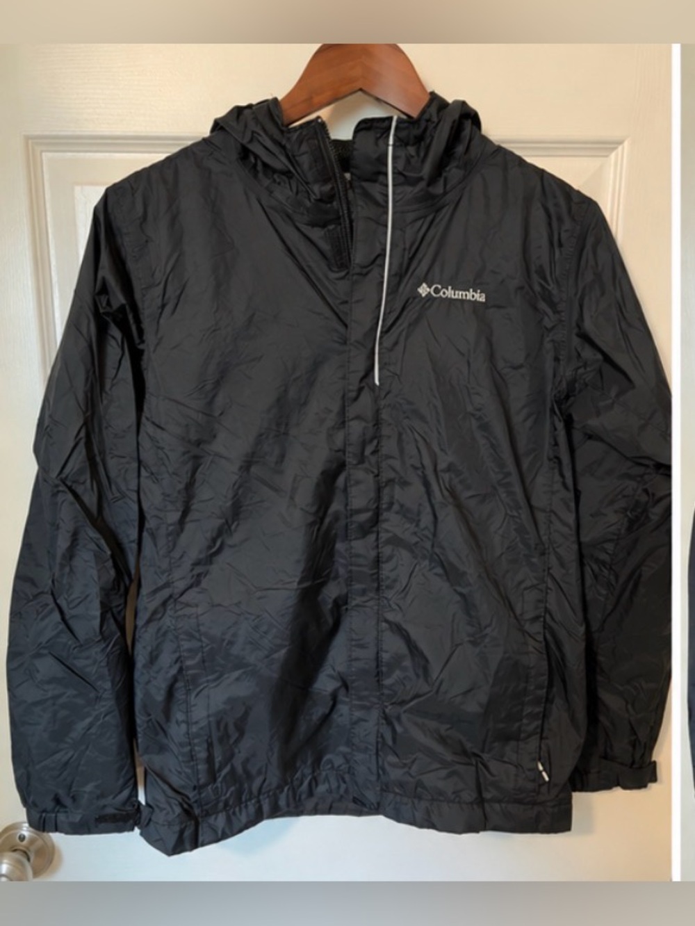Columbia Kids Black Hooded Rain Jacket